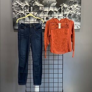 Paige skinny jeans with blouse